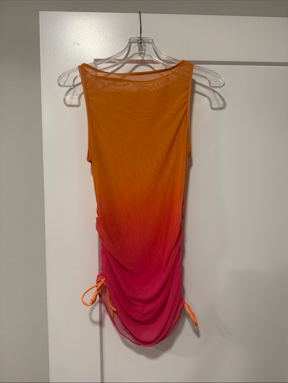 Swim Coverup Orange Pink Ombre Ruched